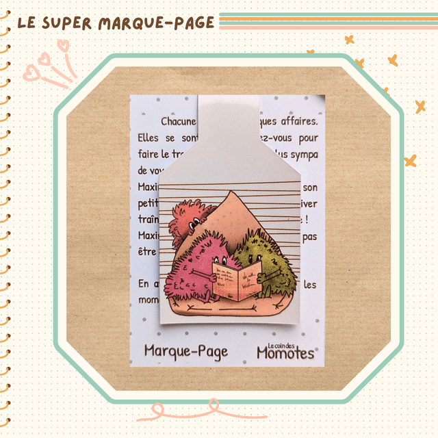 Le super marque-page famille de momotes autour d'une lecture