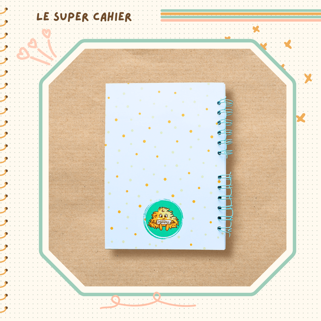 Cahier reliure spirale illustré d'une momote en infiltration