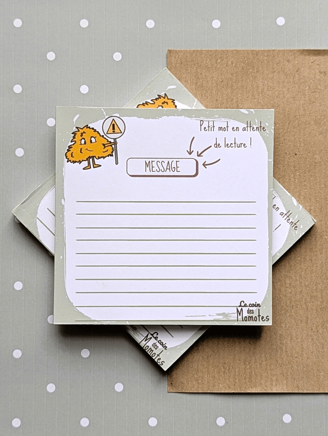 Bloc-notes illustré alerte message
