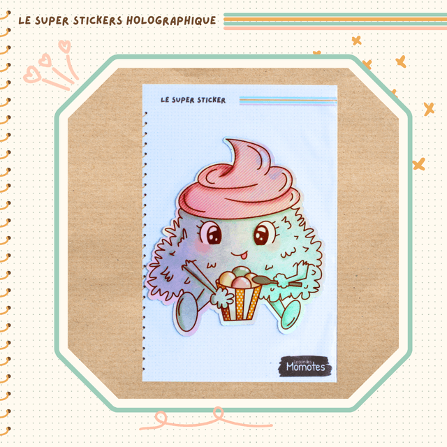 Stickers Holographique Creamy Momote