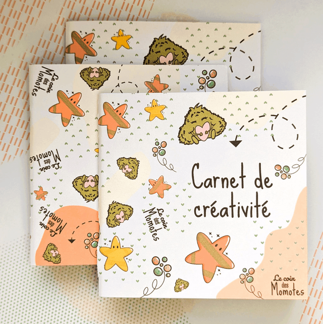 Petit cahier couverture illustrée momote cœur qui invite à la créativité