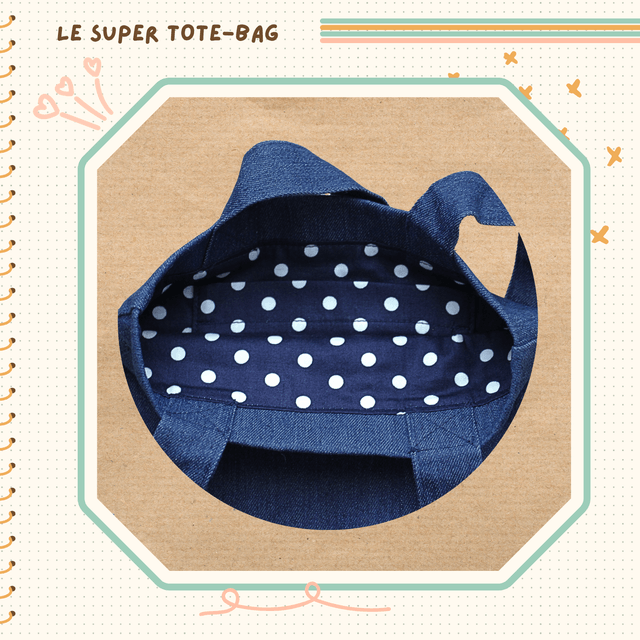 Tote-bag en jeans illustré d'un cupcake momote acidulé !