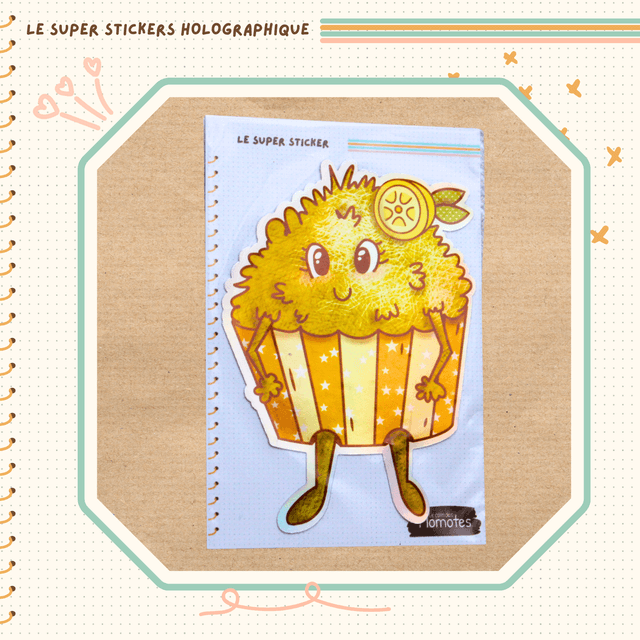 Stickers Holographique Momote cupcake
