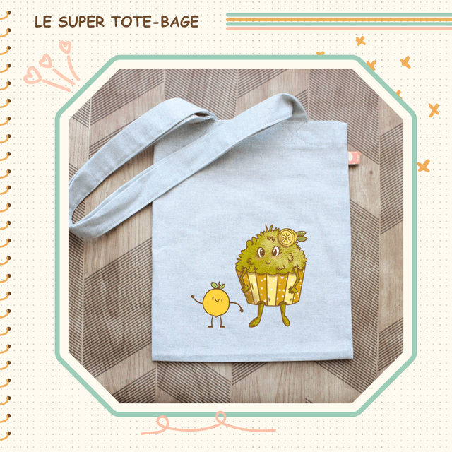 Tote-bag illustré d&#039;une momote cupcake acidulé
