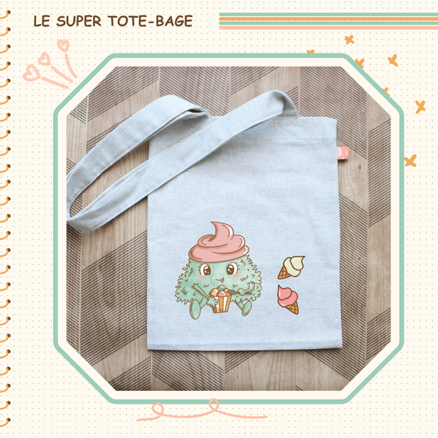 Tote-bag illustré d&#039;une momote glacée !